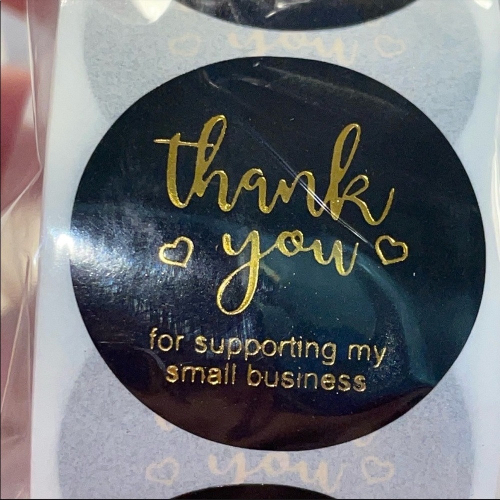 3 packs 1-inch “Thank You” Stickers - 500 each.  Pink, black, & Kraft